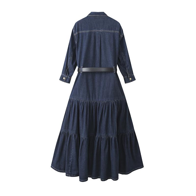 Dresses | Denim Pleated Hem Skater Dress – Womens Clothing Denim